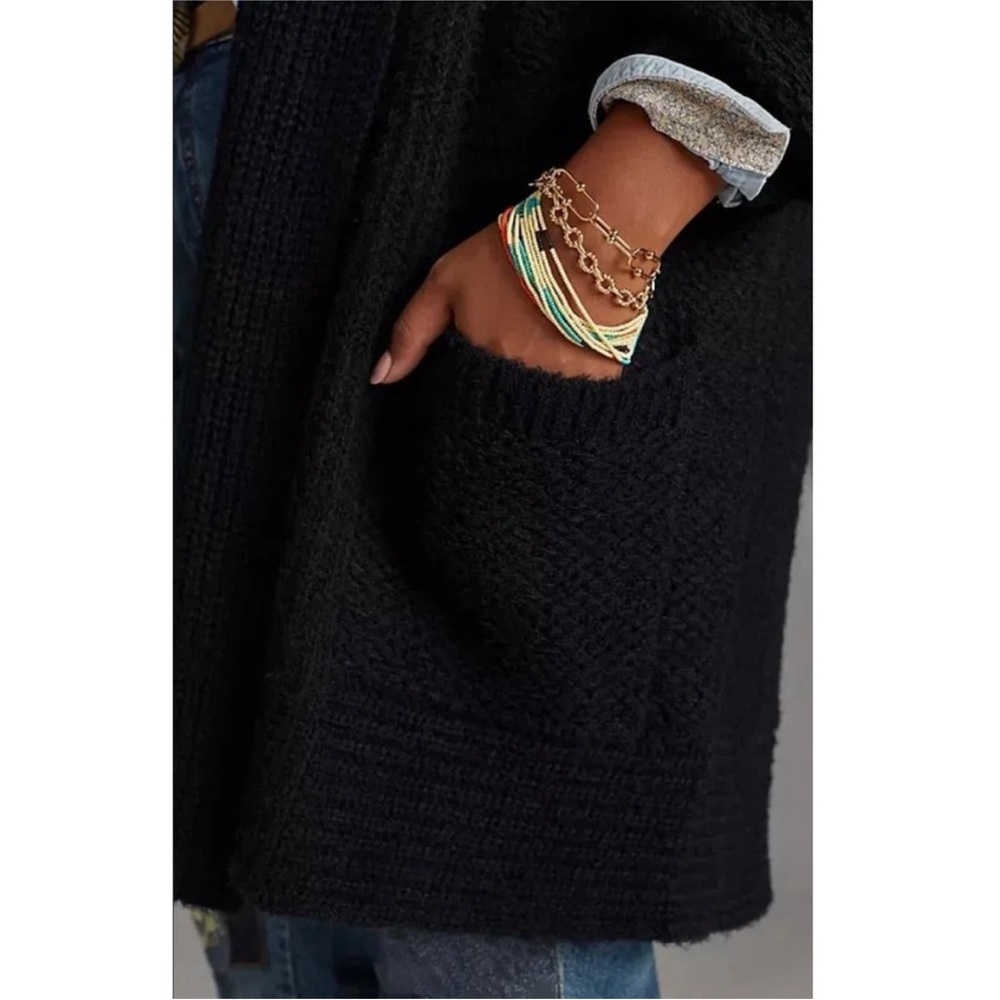 Anthropologie Pilcro Eyelash Chunky Knit Oversized Open Tunic Cardigan Sweater - Picture 3 of 10